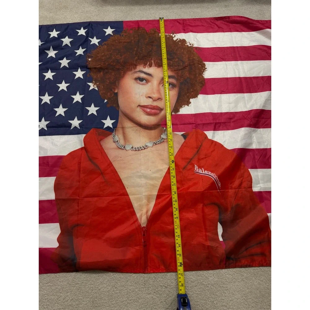 Ice Spice American Flag Tapestry Red Balenciaga Jacket Banner Wall‎ Decor 3x5 ft